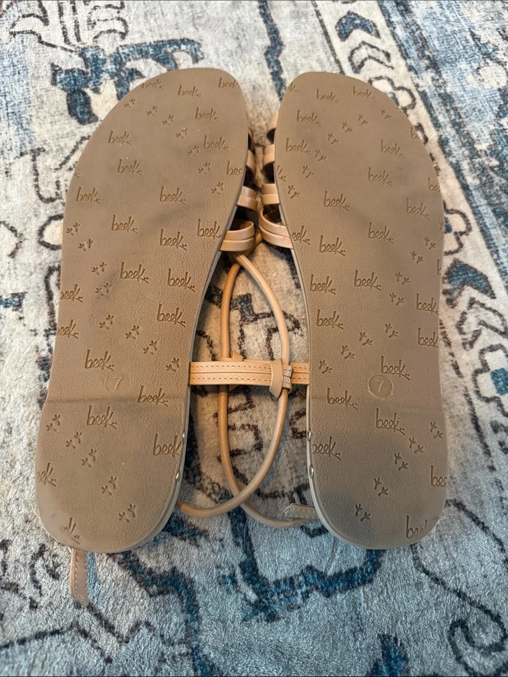 Women’s Beek Livia Knotted Leather Strap Nude Ring-Detail Sandals
